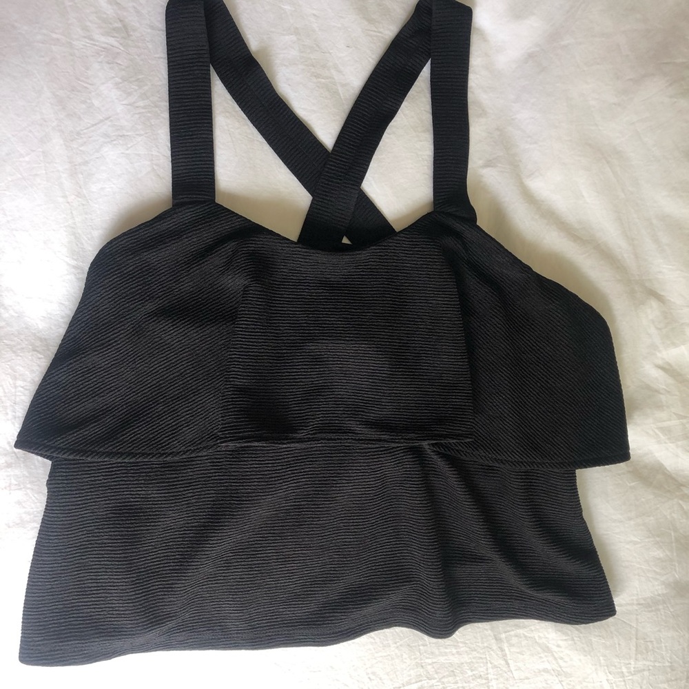 Madewell Texture & Thread Tiered Tank Top Black M NWOT